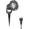 ledscom.de Faretto da giardino DUK antracite con picchetto a terra per esterni, IP65, incl. riflettore LED GU10 (bianco caldo, 5,4W, 510lm, 45°)