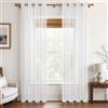 MRTREES, Tende a 2 pannelli in voile bianco trasparente, con occhielli, per finestre, camera da letto, soggiorno, portafinestra, 132 x 214 cm, bianco