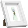 EUGAD Cornice 3D per Foto 13x18cm, Portafoto da Parete/Tavolo, Cornice Profonda in Legno per Oggetti Fino a 1,5cm Passepartout Incluso, Sfondo Decorativo della Parete, Bianco