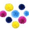 YUNZHISHIYE Decorazioni Multicolori Per Feste Con Palline Di Carta Velina,Fiori Di Carta Velina,Ideali Per Decorare Pareti,Matrimoni,Feste Di Compleanno,Battesimi (Azzurro,blu zaffiro,rosso rosa,giallo,8pezzi)