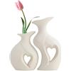 Vegena 2 Pezzi Vaso in Ceramica Bianco, Vaso per Fiori Moderno, Vaso Decorativo in Ceramica a Forma di Corpo, Piccoli Vasi per Fiori Secchi, per Ufficio, da Finestra, Decorazione per Appartamento, Tavolo da