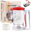 Mumjooyi Dispenser per Pancake 900 ml Dosatore per Impasti con Coperchio e Scala Graduata con 100 Pezzi Pirottini Carta per Fare Torte Pancake Muffin Waffle