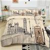 Generico Set Copripiumino per Bambini 200x200 cm Impressione Disegnata A Mano Di Londra 3 pezzi Set di Biancheria da Letto con stampa 3D per Camerette per Ragazzi e Ragazze, Copripiumino Matrimoniale