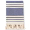 Generico Telo Mare 100x180 cm con Frange - Asciugamano Spiaggia in Cotone - Morbido, Assorbente, Leggero - 6 Colori Disponibili (Blu)