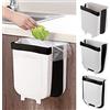 MaoXinTek Pattumiera da 9 litri, pieghevole, in plastica, per cucina, armadio, porta, bagno, auto, WC
