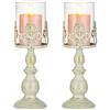 Nuptio Vintage Metallo Portacandele Intagliato, Pacchetto Aggiornato Metallico Portacandele Grande con Coperchio in Vetro
