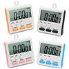 Geluode Timer Digitale 24 Ore, 4 Pezzi Magnetico Con Allarme, Cronometri A 4 Colori