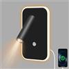 Strixorn Lampada da Parete a LED per Interni, Lampada da Lettura a LED da Comodino con Interruttore, Porta di Ricarica USB, Type C, Lampada da Parete orientabile a 350°, Lampada da Lettura da Comodino