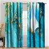 Kzzfqxb 140x229cm Tende in Marmo 2 Pannelli, Drappeggiate Finestra con Tasca per Asta e Linee Dorate Blu Mare Arte Moderna, Colori di Giunzione Decorazione per Soggiorno Camera da Letto
