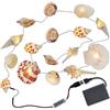 QUWOTXE Catena luminosa a conchiglia, catena luminosa a LED marittima con scatola della batteria, 20 LED, luce bianca calda, conchiglie vere, illuminazione creativa USB fai da te per Halloween, decorazione