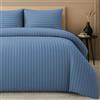 Pamposh Set di biancheria da letto in raso, per letti matrimoniali, a righe, in microfibra ultra morbida anallergica, per hotel