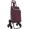 Leonardo - trolley per la spesa , carrello per la spesa con Tre Ruote Girevoli Saliscale , Trolley Portaspesa con chiusura a strappo , borsa Rimovibile. Bordeaux