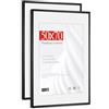 HIMEETIME® 2x Cornice per foto,50x70 cm,Alluminio spazzolato Metallo Nero,Passepartout 40x50cm,Cornice 50x70cm Grande per Foto Disegni,Solo per Espositore a Parete