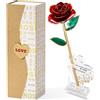 Mikasol Oro Immerso 24K Per Sempre Riserva Rosa, Flower Immersa A Mano Regalo Romantico Per Le Donne In Sua Moglie Fidanzata Compleanno Anniversario San Valentino Mothers Day Natale (Rosso)