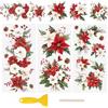 WANDIC 3 fogli UV DTF Cup Warp Merry Christmas Flower Rub on Transfer Stickers, decalcomanie impermeabili per fai da te finestre in vetro, bottiglie d'acqua, mobili, artigianato, 15 x 30 cm
