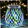 Rachlicy Mosaico Solar Lantern Blu Glass Blue Lantern IP44 Luci da esterno impermeabili con corda per giardino, patio, tavolo, cortile, portico 4.3x10.2in