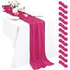 Pesonlook 12 runner da tavola in tela rosa caldo, 3 m, stile boho, 55 x 300 cm, rustico, romantico, per matrimoni, feste, addio al nubilato, Ringraziamento, decorazione natalizia
