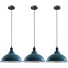 LEDSone 3pcs Vintage Retro Lampadario a Industriale Plafoniera E27 Paralume in metallo Sospensione LED Lampada Loft Sospensione (Ciano Blu + Lampadina)