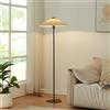 lux.pro Lampada da Terra con Stelo in Metallo Marrone e Paralume a Cono Piatto Pieghettato Bianco Piantana Alta 149 cm Ideale per Salotto Studio Camera da Letto