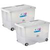 Sicignano Casalinghi Ingrosso Casalinghi Sicignano Contenitore Trasparente Storage Box Vasco con Coperchio Doppia Apertura ? Multiuso Salvaspazio per Giocattoli Abiti Libri, Impilabile, Capacità 57 L (Bianco, 2, unità)