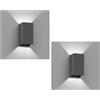 ledscom.de 2 applique CUBEL per esterni, antracite, IP65, illuminazione verso l'alto e verso il basso, rettangolari, con lampadina LED inclusa, 4,4 W, 596 lm, bianco