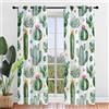 ENEN Tende per Interni Voile Semi Trasparenti, Tende Camera da Letto 2 Pezzi con Occhielli, Cactus a Fumetti 3D Moderne Tende a Vetro per Soggiorno Camera da Letto (Cactus,80x115cm)
