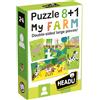 Headu Puzzle 8+1 Farm. Grandi pezzi double-face 2/4 anni - Headu