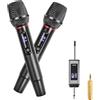 socodox Microfono Wireless UHF, Microfono Dinamico Portatile in Metallo con Ricevitore Ricaricabile, Compatibile con Amplificatore, Sistema PA, Karaoke, Eventi Live, Nero, 2 Packs