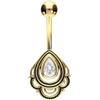 PIERCINGLINE Piercing per ombelico in acciaio chirurgico a banana, design orientale, oro rosa, oro, argento