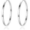 Bewenda Orecchini a cerchio in argento 925, grandi, in argento sterling 925, ipoallergenici, grandi orecchini a cerchio, diametro 40/50/60 mm, a cerchio rotondo, 60mm, Argento, Non pietra preziosa