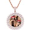CHFUDN Unisex Collane Personalizzata Hip Hop, Collana con Foto All'interno, Pendente Brillantino, Regalo di Collana Commemorativa Fatto su Misura per Uomini Donne Amico (Catena Circolare - Foglia Oro Rosa)