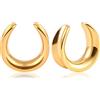 Vankula Dilatatori Lobo sella tunnel dilatatore orecchie U Forma in Acciaio inossidabile lobi piercing espansori Gioielli Uomo Donna 22mm(7/8) Oro