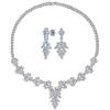 Bling Jewelry Set di gioielli da sposa stile Art Deco stile vintage marquise foglia stella cubica zirconi AAA CZ collana girocollo a V e orecchini pendenti a lampadario per donne matrimonio concorso