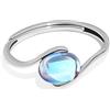 IGXX Anello dell'umore regolabile in pietra di luna da donna, pietra ovale, fascia in metallo lucido, anello cambia colore, gioiello antistress
