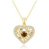 PAKORIO Collana moissanite Albero della Vita con cuore romantico donna, 0,5ct VVS1, placcata oro 14K, ipoallergenica, catena regolabile 40-45cm, anti-ossidazione, regalo(Marrone)