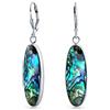 Bling Jewelry Geometrico Iridescente Natura Abalone Conchiglia Naturale Ovale Pendenti Goccia Lunga Per Donne Adolescenti .925 Argento Lever Back