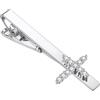 RunootPR Zircone fermacravatta in argento con croce e strass, personalizzabile, per uomo, fede, matrimonio, Pasqua, Natale, gioiello da uomo con confezione regalo, 2.24, rame, Zirconia cubica