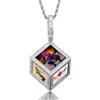 CHFUDN Unisex Collane Personalizzata Hip Hop, Collana con Foto All'interno, Pendente Brillantino Personalizzato, Regalo di Collana con Foto di Cubo a 6 Facce Personalizzata per Uomini Donne (Cubo - Argento)