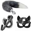 Hybacrbyn Set Plug Anale Coda di Volpe con Maschera e Frusta - Plug in Metallo con Coda in Peluche, Maschera Volpe e Mini Frusta in Ecopelle, Accessori Cosplay e Giochi di Ruolo per Adulti