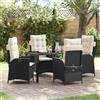 Vidaxl Set da Pranzo per Giardino con cuscino 5 pcs Nero polyrattan