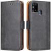 ROJIOJIO Cover per Samsung Galaxy M31, Premium Pelle PU Portafoglio Flip Libro Libretto Custodia con [Chiusura Magnetica] [Supporto] [Porta Carte] per Samsung Galaxy M31, Nero