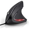 TECKNET Ergo Mouse Ergonomico con Cavo, Mouse Verticale, Design Ergonomico, Prevenzione del Braccio del Muse/Tennis, 6400 DPI 4 Tasti, Mouse Ottico PC con Cavo USB - Nero