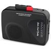 Mersoco Lettore di cassette portatile e registratore di cassette con radio AM/FM, altoparlante integrato, jack per cuffie e clip per cintura (nero)