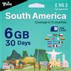 TSIM Scheda SIM TSIM Sud America 30 giorni - 6 GB | Rete multi-operatore 5G/4G (hotspot consentito) | Utilizzabile in Brasile, Cile, Colombia, Argentina, Ecuador e altri Paesi | Attivazione automatica.