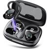 IKG Cuffie Bluetooth Sport, Auricolari Bluetooth 5.3 HiFi Stereo, 72 Ore Cuffie Wireless con Cancellazione Rumore Mic, Ricarica Rapida USB-C, Cuffiette Bluetooth IPX7 Impermeabil, Nero