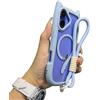 Emlivi Kawaii - Custodia magnetica per iPhone 14, trasparente, con bracciale, con orecchie di gatto 3D, con catena, morbido silicone TPU, cover trasparente per iPhone 14, blu