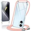 Coiwxmoi Cover per Xiaomi Poco X8 Pro Max con Cordino 6,83,Trasparente Custodia con Laccio Tracolla Corda Catena Cinghia,Ultra Morbido Silicone TPU Antiurto Case per Xiaomi Poco X8 Pro Max, Oro Rosa