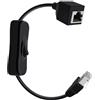 HuaLiSiJi Prolunga Cavo Ethernet Cat 6e con Interruttore On/Off 1000 Mbps Cavo di Prolunga RJ45 Maschio Femmina per Cavo Ethernet Cat6/Cat5e/Cat5 (Testa dritta, 0.3 m)