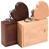 Anloter Due Pezzi Chiavetta USB 2.0 a forma di cuore, in legno di noce, da 4 GB, con scatola (4 GB, USB2.0)