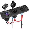 Meijeegu Pannello di controllo del caricatore dell'automobile, 12V-24 QC3.0 USB Port + PD Port Presa di ricarica con interruttore ON/OFF (Pannello a 3 fori)